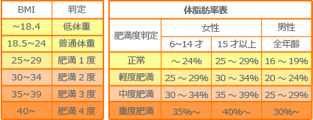 体脂肪率表